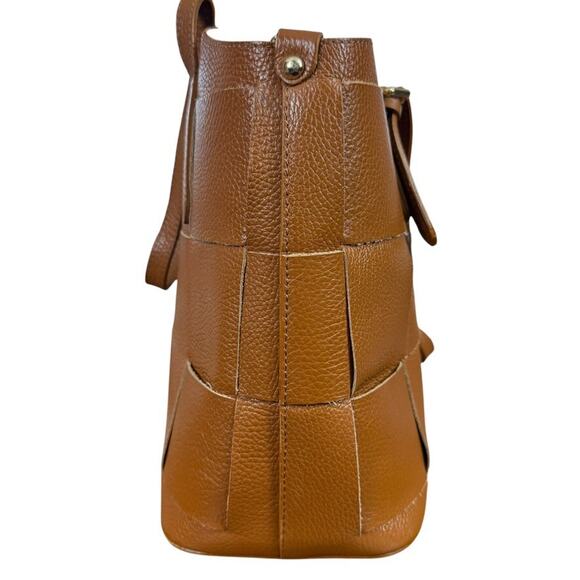 Unica Firenze Borse in Pelle Womens Woven Pebble Leather Satchel Handbag Purse - Picture 9 of 15